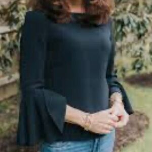 Halogen Black Flared Sleeve Blouse